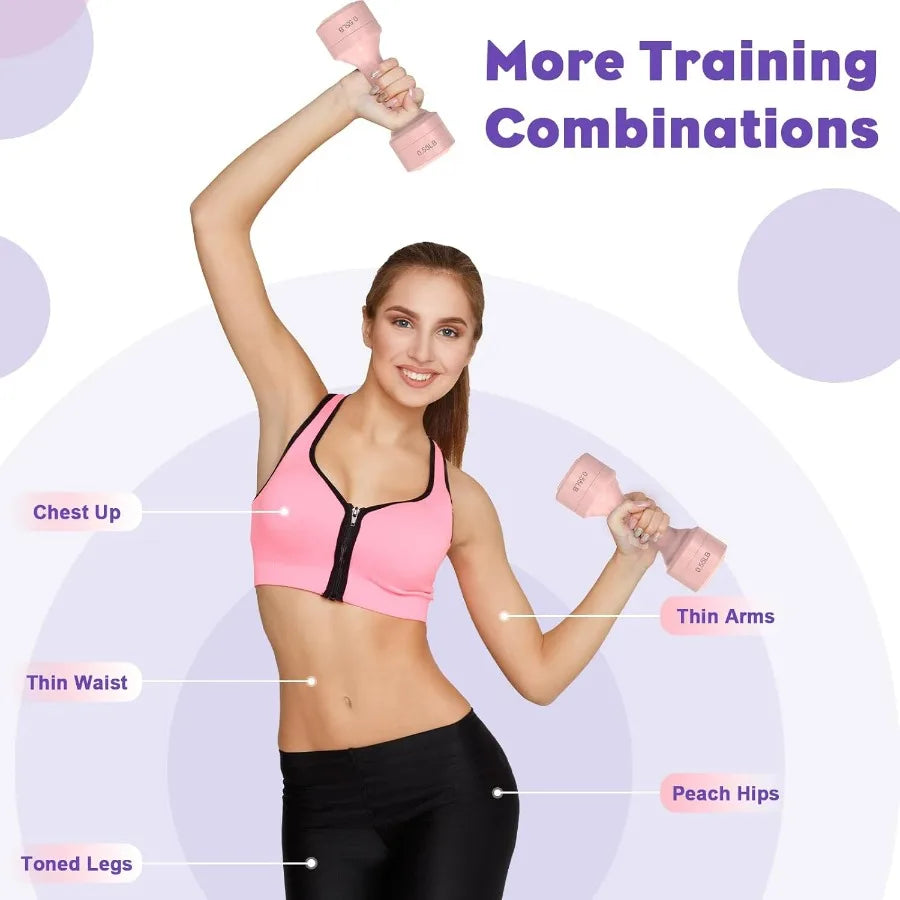 Adjustable Dumbbell Set of 2, 11Lb/Pair Weights Dumbbells for Women, Each 2.2lb, 3.3lb, 4.4lb, 5.5lb Hand Weights Set for Home G