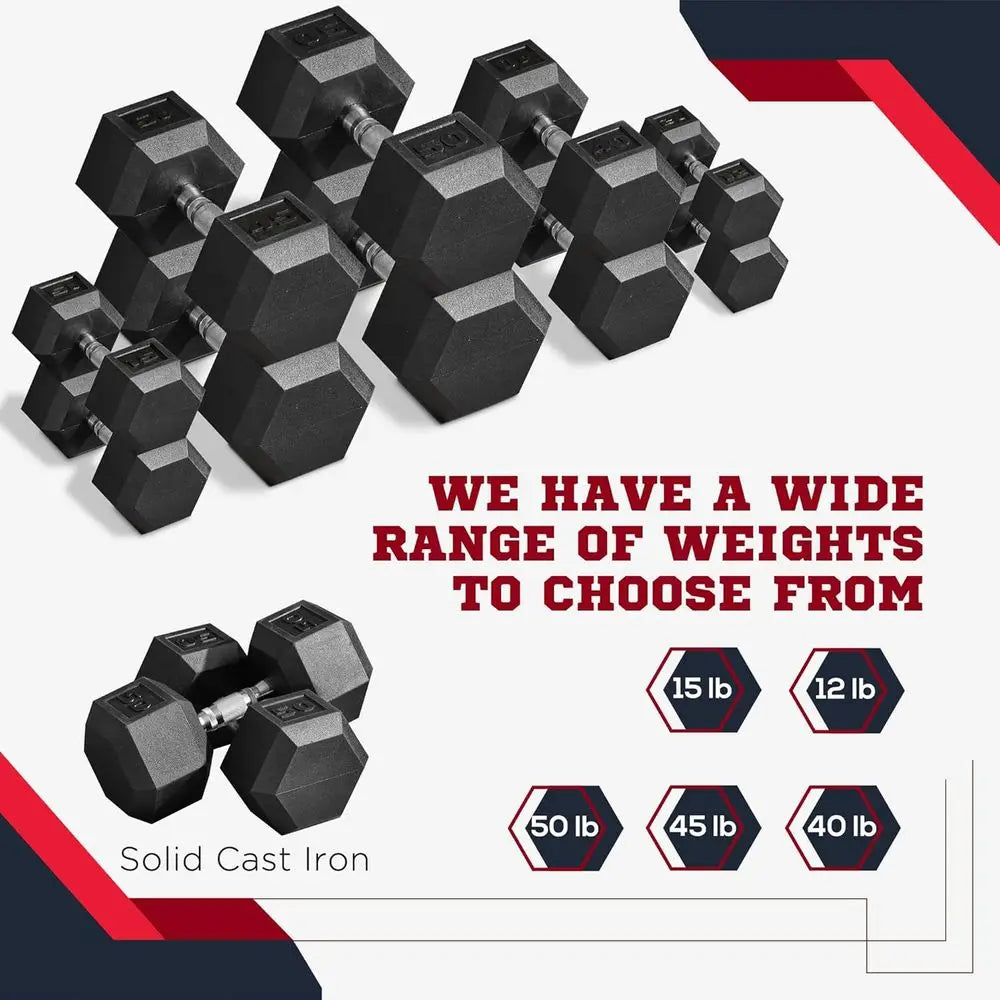 Hexagonal Dumbbells Set of 2 with Rubber Coated Weights, Non-Slip Grip, Anti-Roll Design for Men and Women, Ideal for Home Gym W