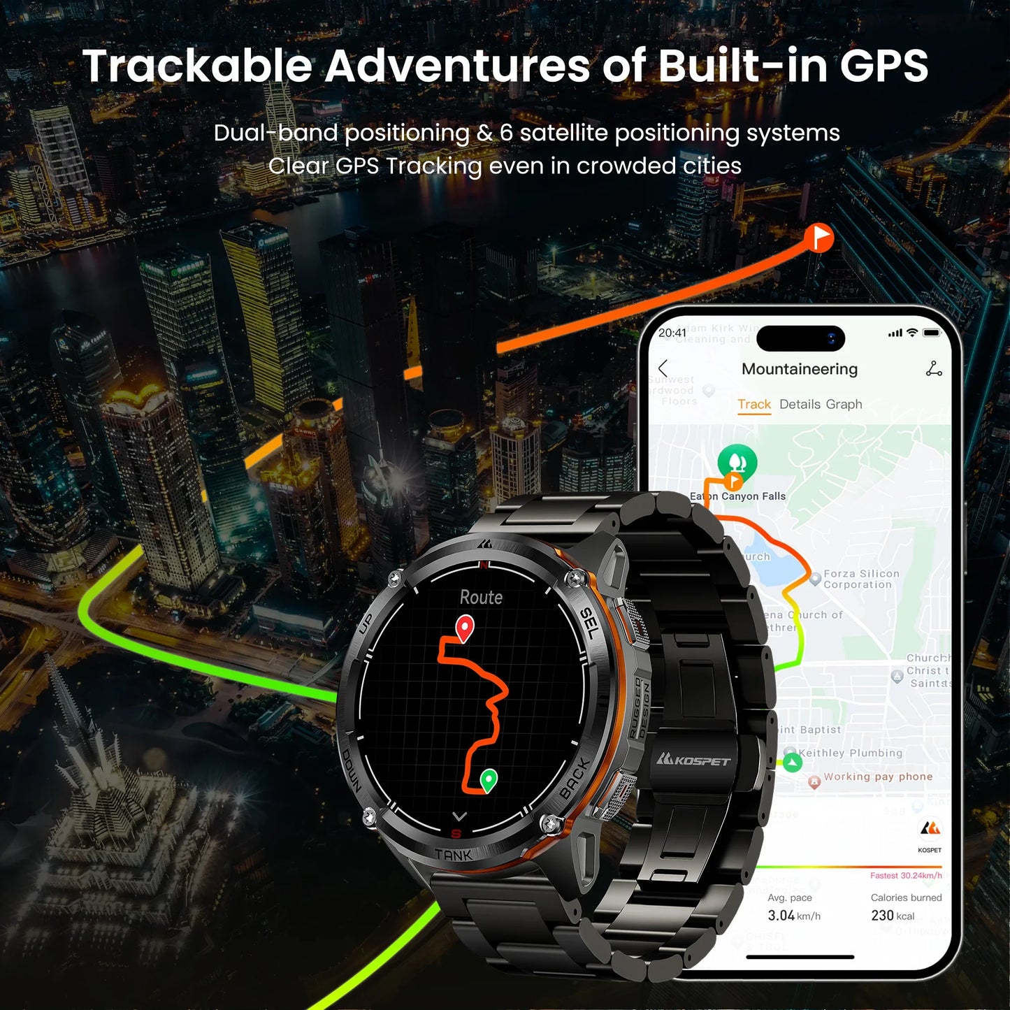 KOSPET TANK T3 Ultra 2 GPS Rugged Smart Watch For Men 5ATM IP69K Waterproof Military Grade Stainless Steel 24/7 Health Monitor