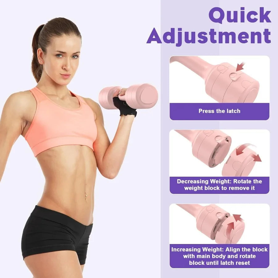 Adjustable Dumbbell Set of 2, 11Lb/Pair Weights Dumbbells for Women, Each 2.2lb, 3.3lb, 4.4lb, 5.5lb Hand Weights Set for Home G