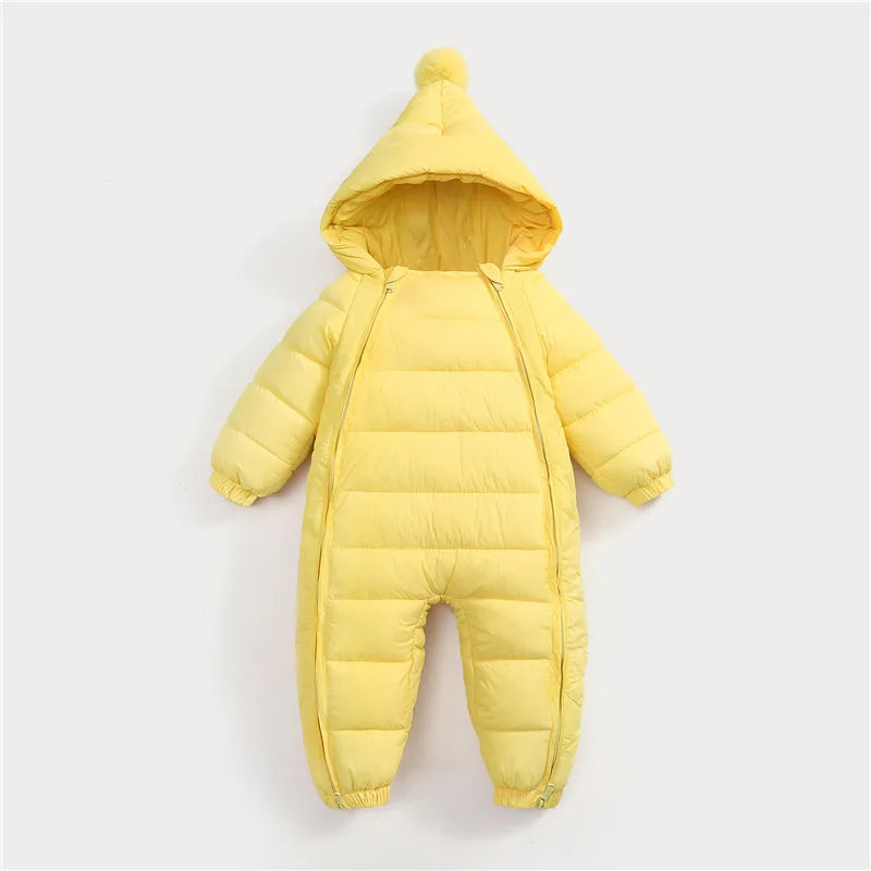New newborn baby clothes jumpsuit baby solid color crawling clothes for boys and girls aged 0-3 winter cotton clothes for babies