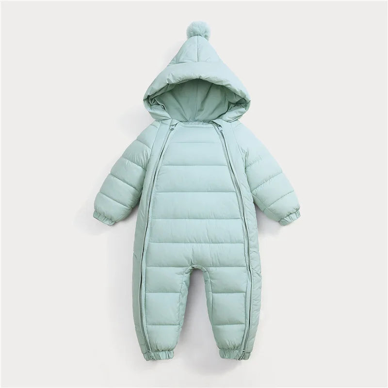 New newborn baby clothes jumpsuit baby solid color crawling clothes for boys and girls aged 0-3 winter cotton clothes for babies