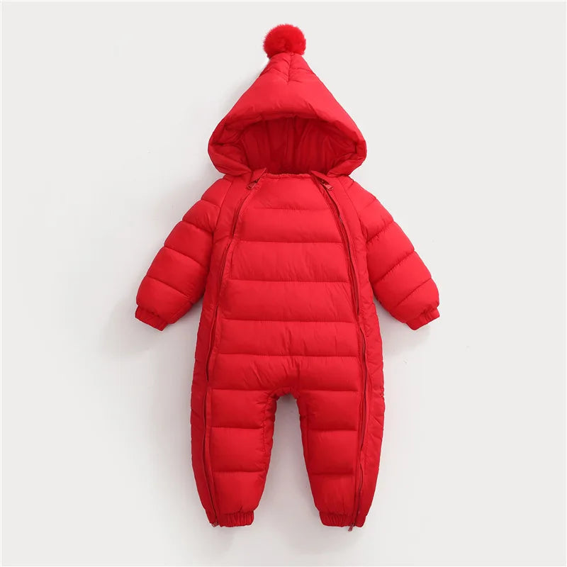 New newborn baby clothes jumpsuit baby solid color crawling clothes for boys and girls aged 0-3 winter cotton clothes for babies