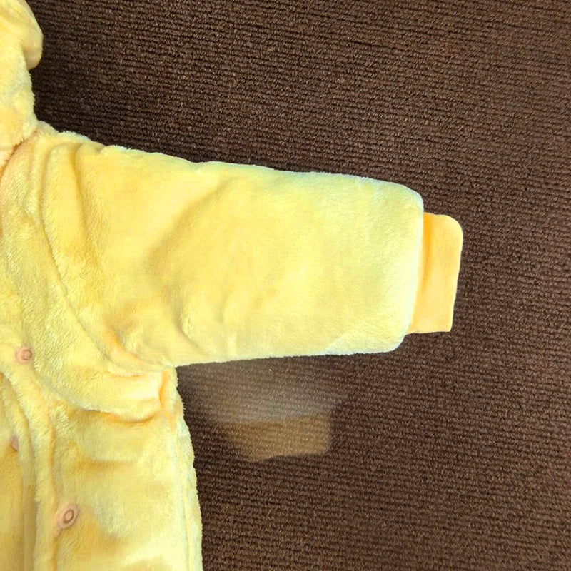 Baby Girls Boys Hooded Footie Romper Snap Up Fleece Snowsuit Winter Outwear Cute Pattern Jumpsuit